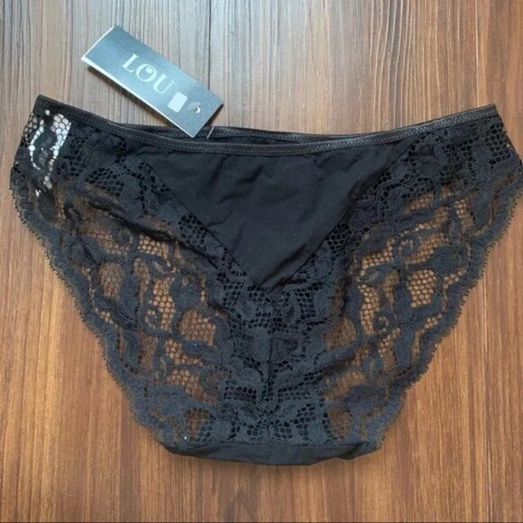 Black Sheer Lace Bikini Panty Size Small - Lou Paris NWT - Picture 3 of 5